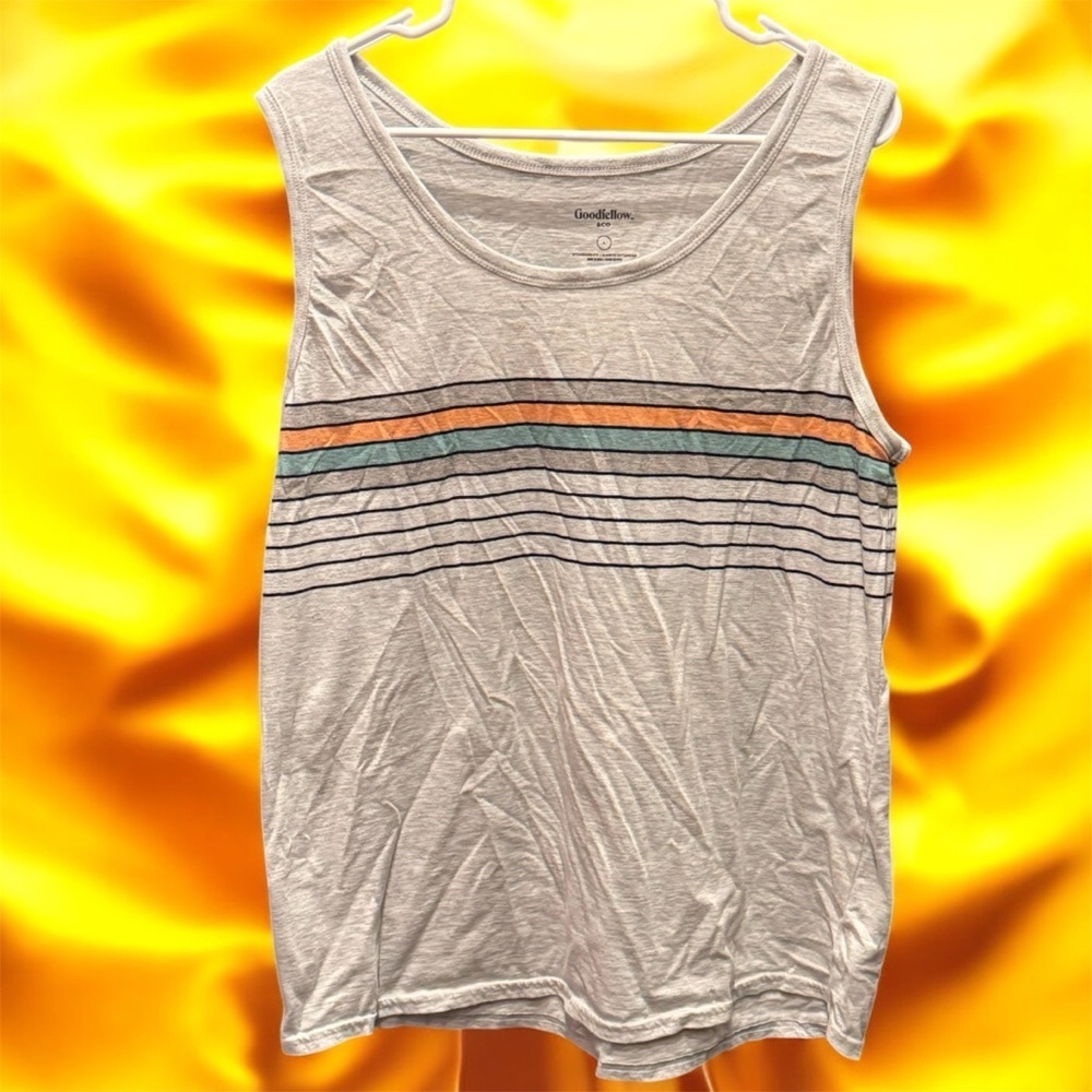 GOODFELLOW Striped Tank Top with Multicolor Lines LARGE